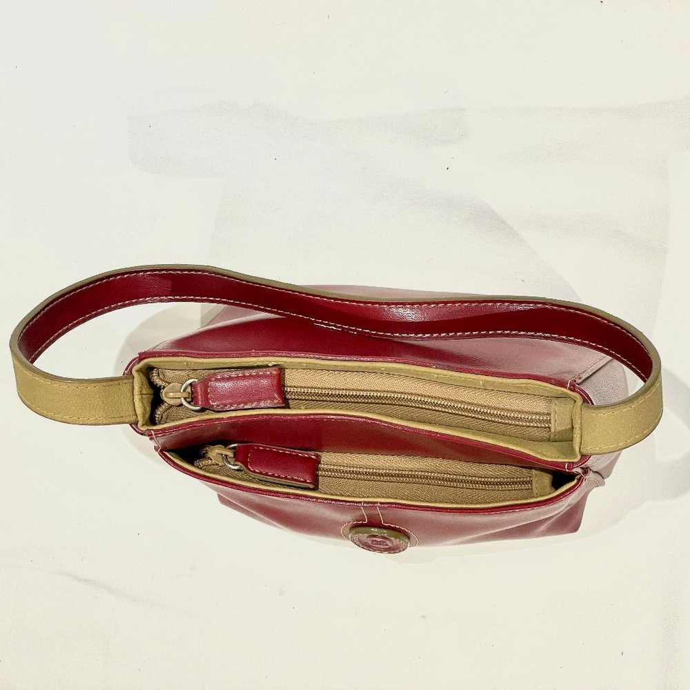 Mondani New York Deep Red Leather Shoulder Handbag - Picture 4 of 6